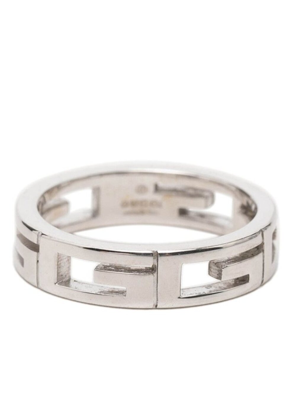 Gucci Logo Ring 11 18k White Gold 750